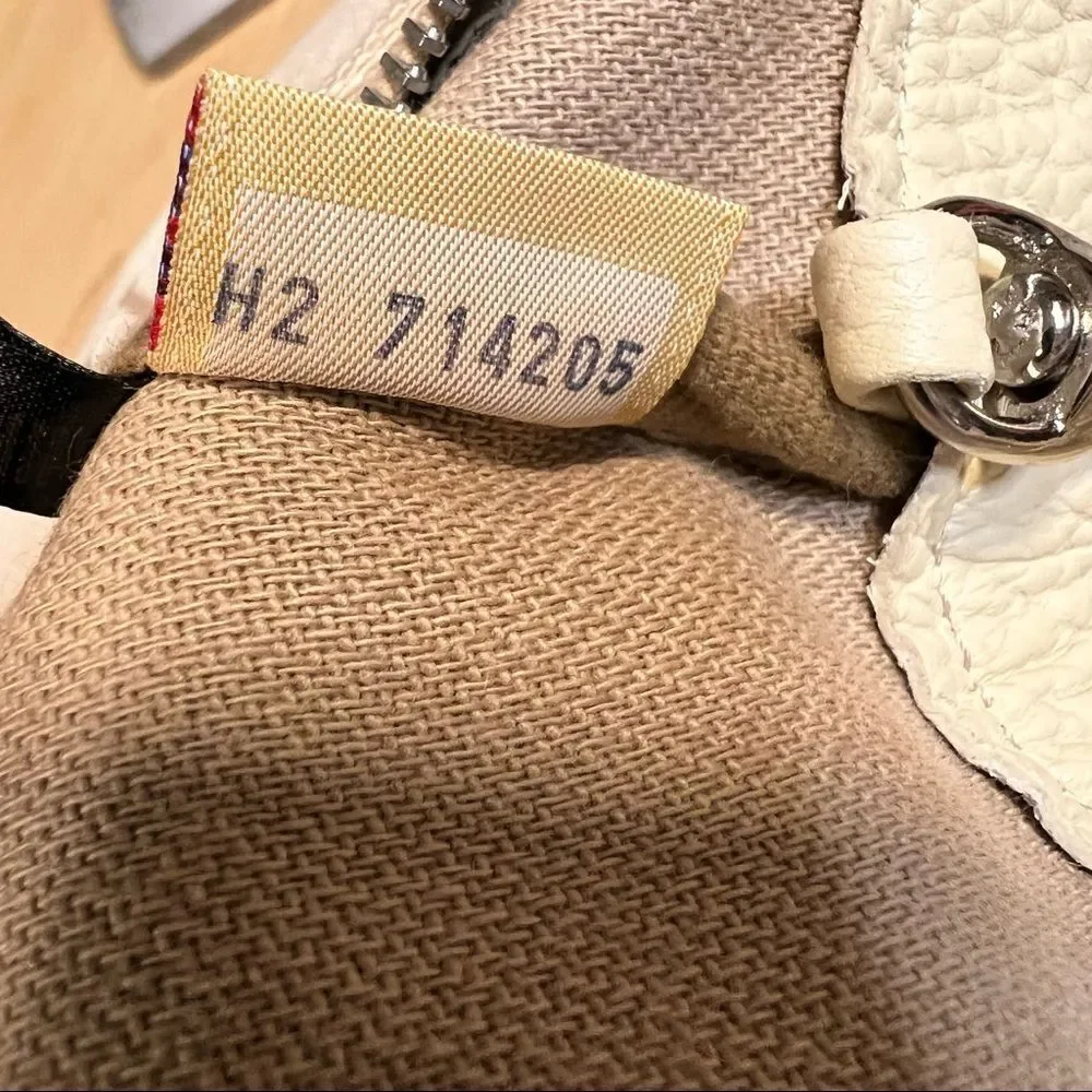 Dooney Bourke Off Wht Signature Canvas Leather Trim Hobo Handbag Removable Pouch